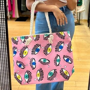 Pink Eye-Print Tote Bag
